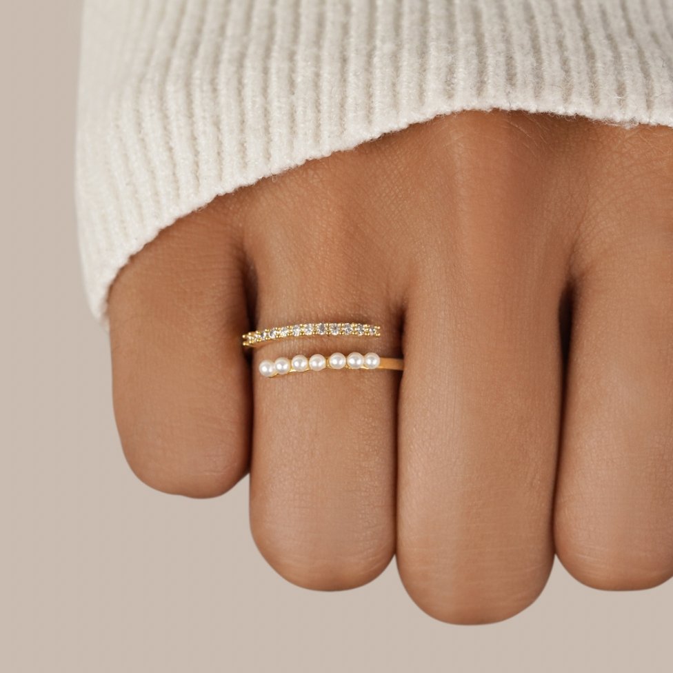 Bague en Perle et Cristal “Wrap Me”
