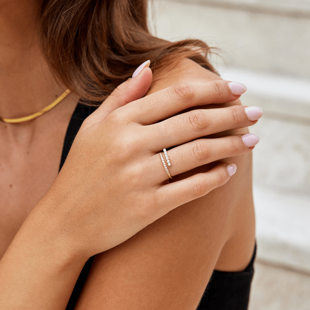 Bague en Perle et Cristal “Wrap Me”