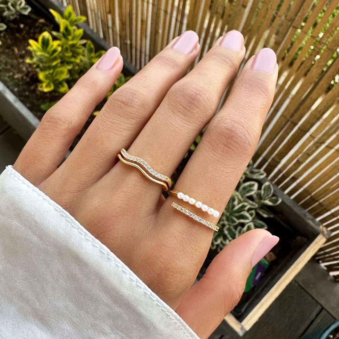 Bague en Perle et Cristal “Wrap Me”
