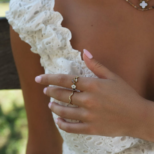 Bague Crystal White Blossom en Or